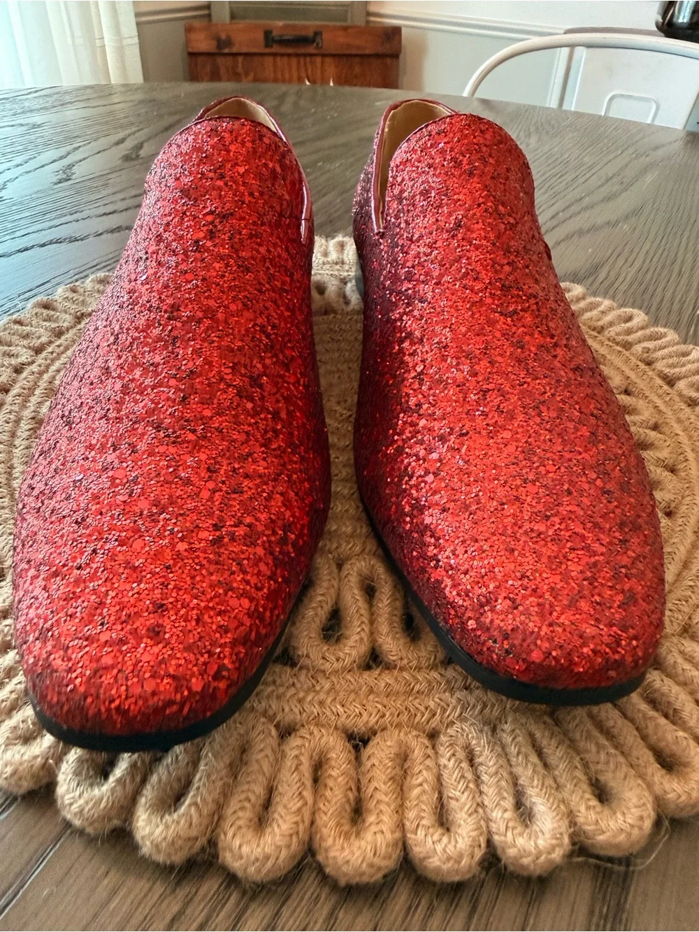 Mario Lopez Red Glitter Loafers Sz 12
